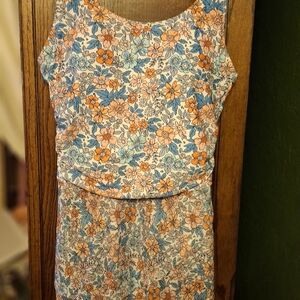 Shekini Floral One Piece Swimsuit - Blue Pink and Orange